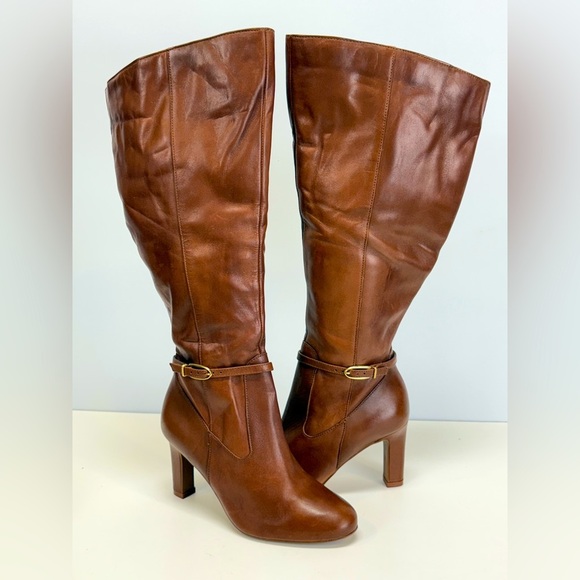 NATURALIZER Caramel Brown HENNY tall heeled boots size 7.5 - Picture 1 of 7